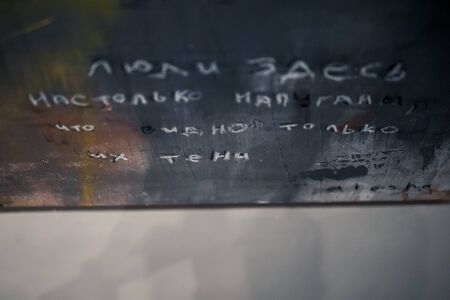 KAZAN, RUSSIA - NOVEMBER 22, 2018. Exhibition of street artist Alesha Art "They only gorge" in Smena.のeditorial素材