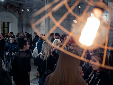 KAZAN, RUSSIA - NOVEMBER 22, 2018. Exhibition of street artist Alesha Art "They only gorge" in Smena.のeditorial素材