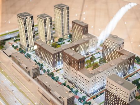 KAZAN, RUSSIA - MAY 5, 2019. Layout miniature of residential complex "My Rhuthm" in MEGA mall.のeditorial素材