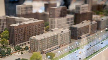 KAZAN, RUSSIA - MAY 5, 2019. Layout miniature of residential complex "My Rhuthm" in MEGA mall.のeditorial素材