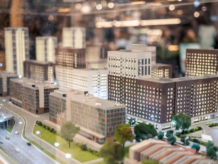 KAZAN, RUSSIA - MAY 5, 2019. Layout miniature of residential complex "My Rhuthm" in MEGA mall.のeditorial素材