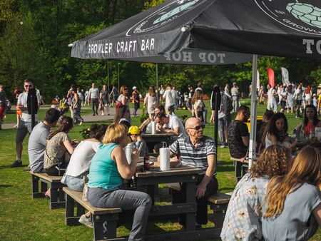 KAZAN, RUSSIA - MAY 11, 2019. BBQ festival "The Grill-fest" in Gorkinskoye-Ometyevsk forest.のeditorial素材