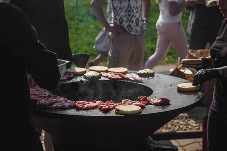 KAZAN, RUSSIA - MAY 11, 2019. BBQ festival "The Grill-fest" in Gorkinskoye-Ometyevsk forest.のeditorial素材