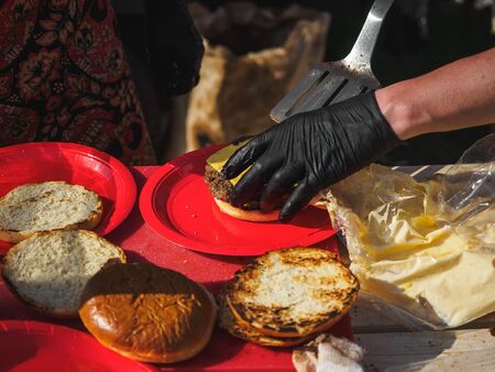 KAZAN, RUSSIA - MAY 11, 2019. BBQ festival "The Grill-fest" in Gorkinskoye-Ometyevsk forest.のeditorial素材