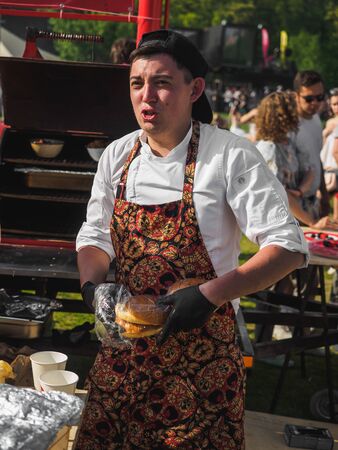 KAZAN, RUSSIA - MAY 11, 2019. BBQ festival "The Grill-fest" in Gorkinskoye-Ometyevsk forest.のeditorial素材