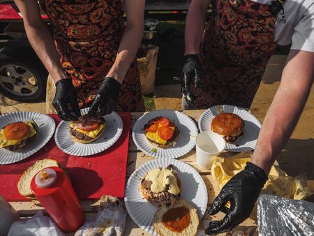 KAZAN, RUSSIA - MAY 11, 2019. BBQ festival "The Grill-fest" in Gorkinskoye-Ometyevsk forest.のeditorial素材
