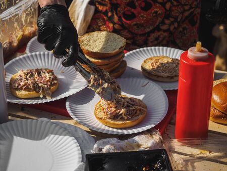 KAZAN, RUSSIA - MAY 11, 2019. BBQ festival "The Grill-fest" in Gorkinskoye-Ometyevsk forest.のeditorial素材