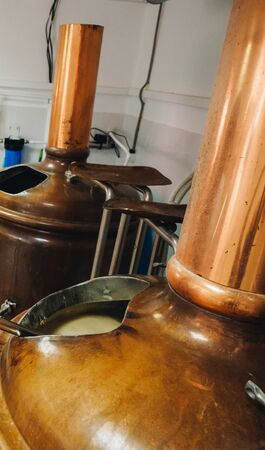 Brewery alcohol factory production. Modern containers technology.の写真素材