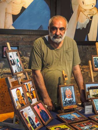 Tbilisi, Georgia - May, 2019. Temuri Kuliani's painting shop in old center of Tbilisi.のeditorial素材