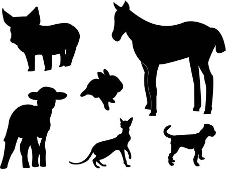 baby animals silhouette のイラスト素材