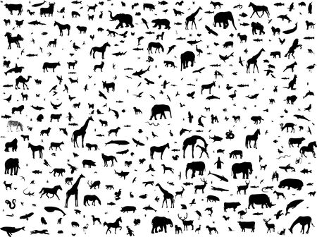 animals mix collection silhouette のイラスト素材