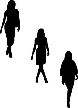 illustration of models silhouettes のイラスト素材