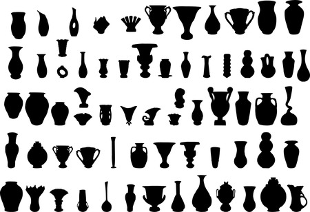 big collection of vase silhouette のイラスト素材