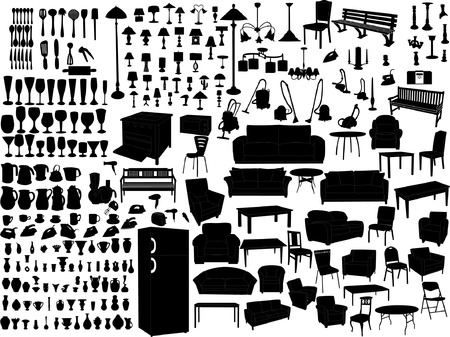 household items silhouette のイラスト素材