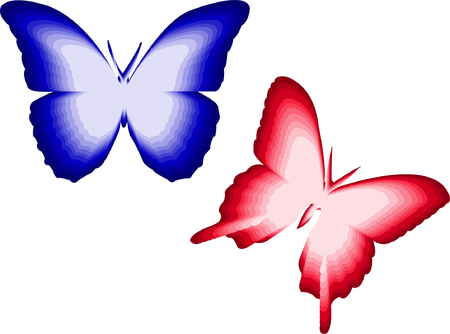 illustration of red and blue butterflyのイラスト素材