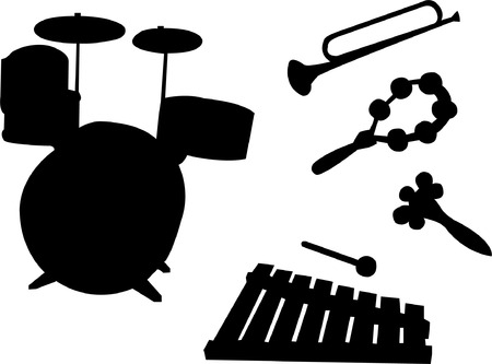 music instruments for kids silhouetteのイラスト素材