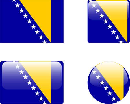 bosnia &amp, herzegovina flag &amp, buttons collection のイラスト素材