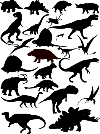 Dinosaurs silhouette - vectorのイラスト素材
