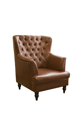 Leather seat isolate on whiteの写真素材