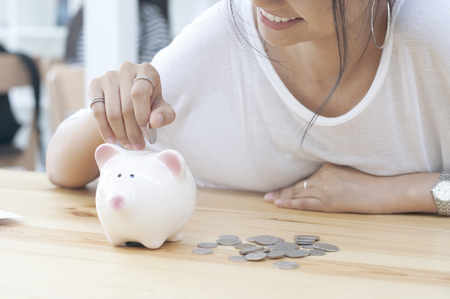 Saving money, selective focus,の写真素材