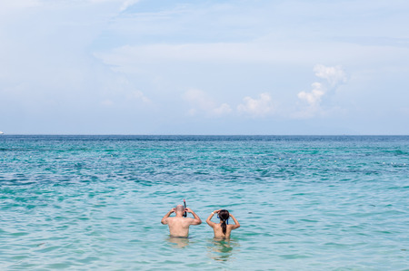 Tourist Snorkeling on Lipe island, Thailand.の写真素材