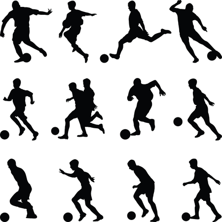 soccer player silhouette のイラスト素材