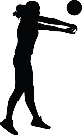 volleyball woman player silhouetteのイラスト素材