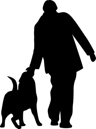 man and dog silhouette vectorのイラスト素材