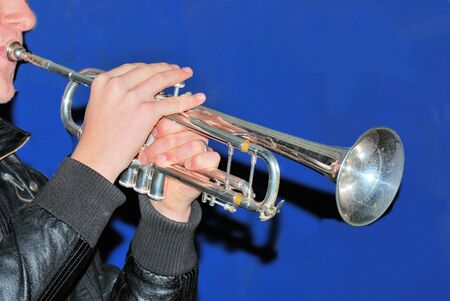 Trumpter blowingの写真素材