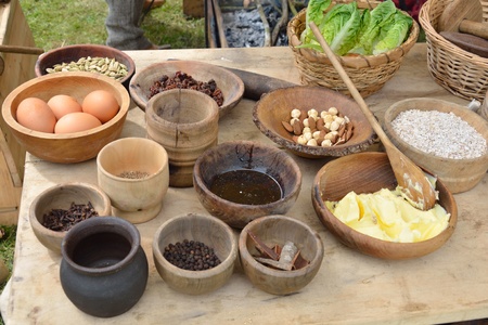Medieval food tableの写真素材