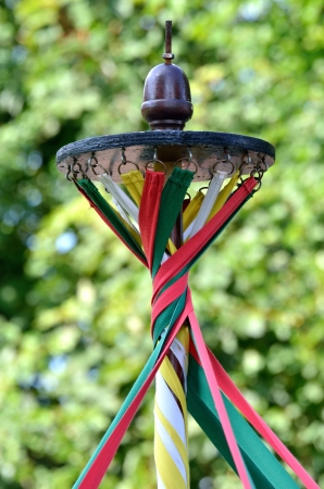 maypole with twisted ribbonsの写真素材
