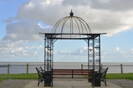 Seats looking over seaの写真素材