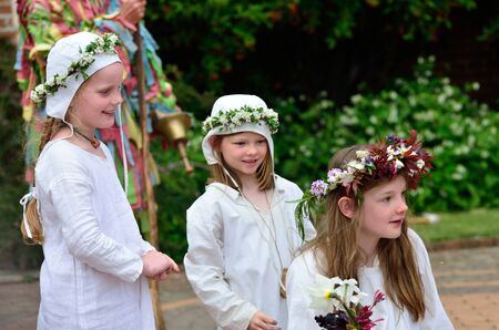 Three young girls in elizabethan costume