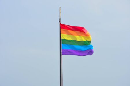 Rainbow Flag flying in wind