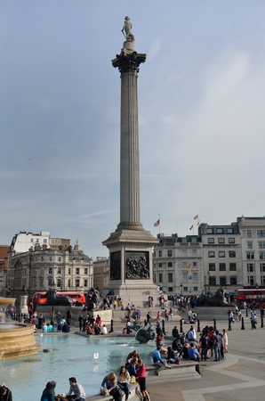 TRAFALGAR SQUARE  London  June 06, 2014: Nelsons Columnのeditorial素材