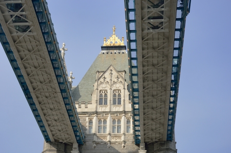 Looking up through tower bridge