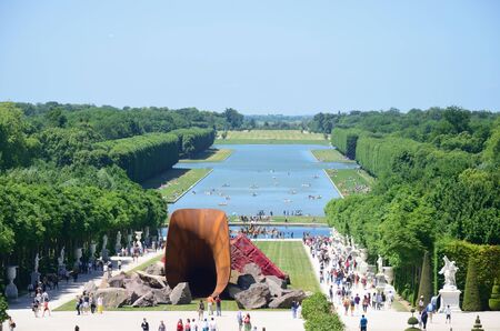 VERSAILLES PARIS FRANCE 6 JUNE  2015: Overlooking Versailles Garden with controversial Dirty Corner Art installationのeditorial素材