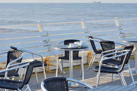 Tea on the pierの写真素材