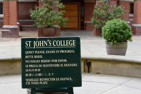 Cambridge England, United Kingdom -May 20, 2016: Exam Noticeboard St Johns College Cambridge England...
