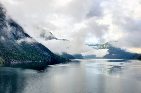 Sognefjorden on way to Flam in Fjordsの写真素材