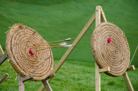 Straw Archery target with arrows