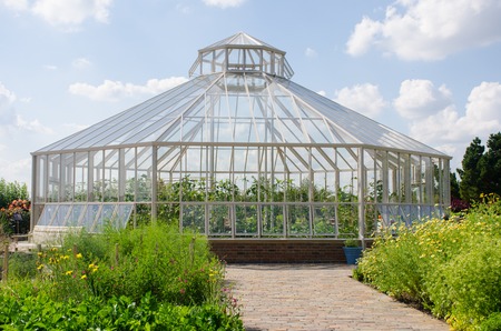 Large greenhouse for growing vegatables from outsideの写真素材