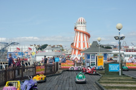 Clacton  Essex United Kingdom  -25 August  2017:  Clacton holiday pier with Helter Skelterのeditorial素材
