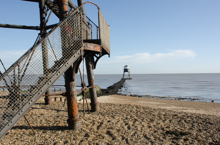 View of Dovercourt lower lighthouse from the upper lighthouseの写真素材