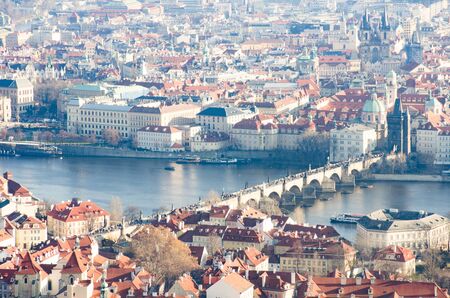Overlooking Charles Bridge and old Town from Petrinのeditorial素材