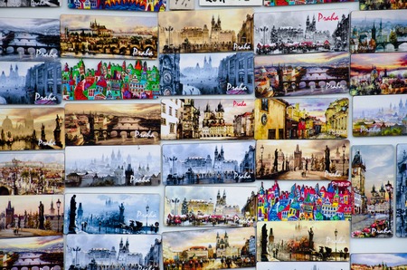 Prague  Czech Republic  -5 December 2017: Large Group of Fridge Magnetsのeditorial素材