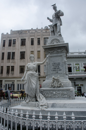 Havana Cuba - 26 January 2018: Statue of sculpture engineer D Francisco de Albear y Lara who was responsible for Havanas aquaductのeditorial素材