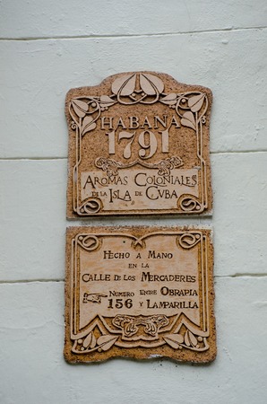 Havana Cuba - 26 January 2018: Havana 1791 perfumary signのeditorial素材