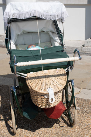Vintage pram standing outdoors