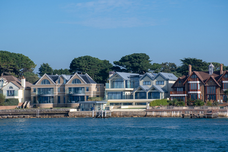 Poole Dorset UK - 20 October 2018:  Row of luxury Houses at Sandbanks Pooleのeditorial素材